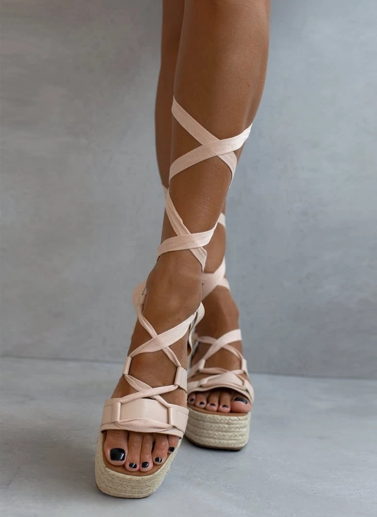 The Fashion Project Flatforms Lace Up με σχοίνινη σόλα - Μπεζ 3 The Fashion Project Flatforms Lace Up με σχοίνινη σόλα - Μπεζ