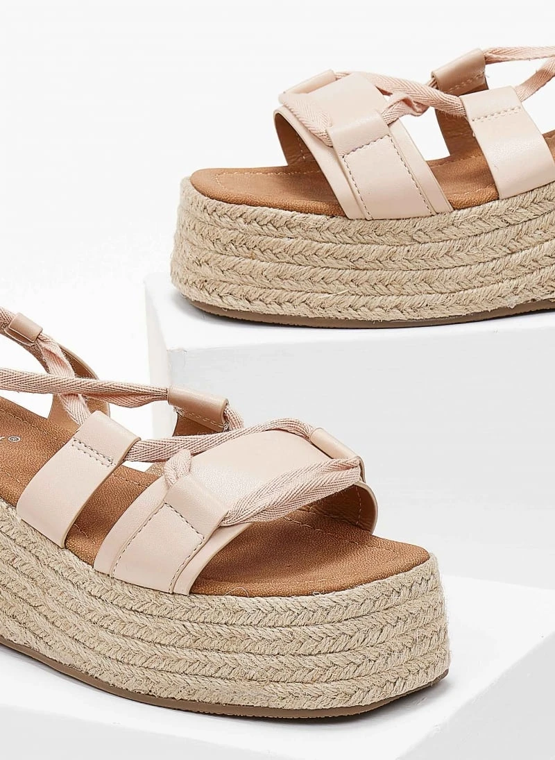 The Fashion Project Flatforms Lace Up με σχοίνινη σόλα - Μπεζ 5 The Fashion Project Flatforms Lace Up με σχοίνινη σόλα - Μπεζ - Image 3