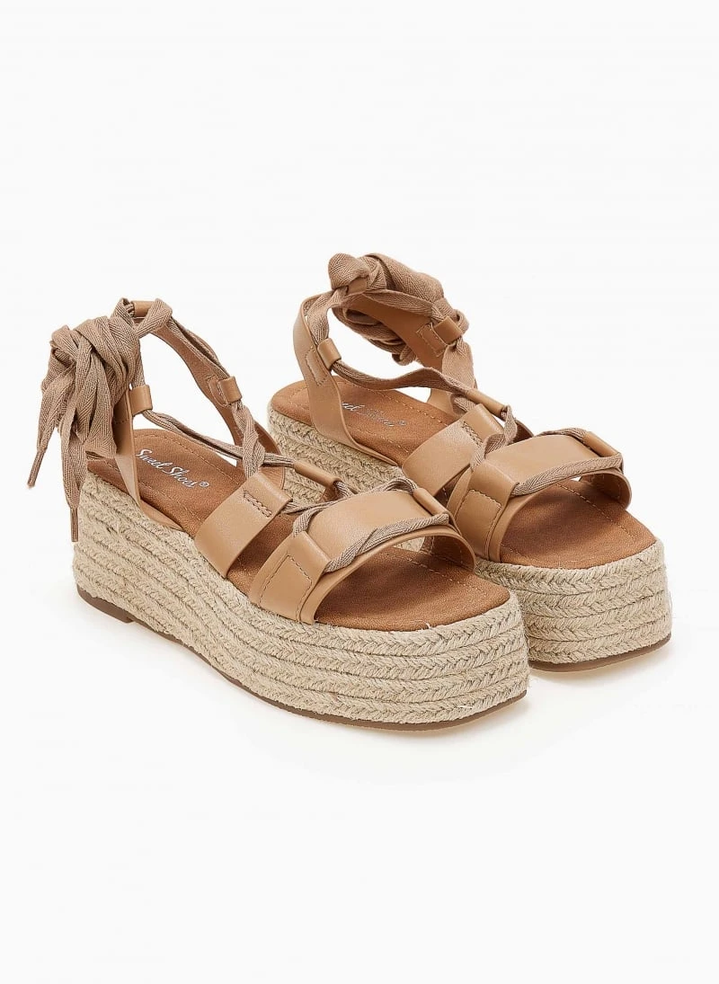 The Fashion Project Flatforms Lace Up με σχοίνινη σόλα - Κάμελ 6 The Fashion Project Flatforms Lace Up με σχοίνινη σόλα - Κάμελ - Image 4