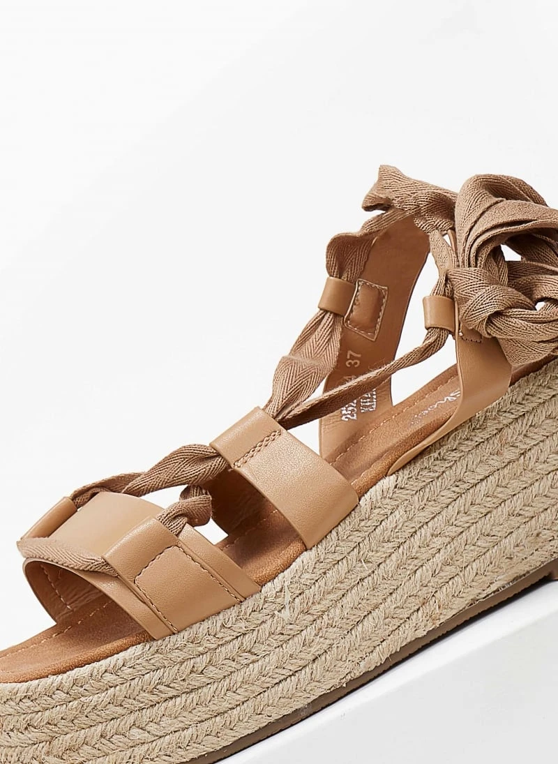 The Fashion Project Flatforms Lace Up με σχοίνινη σόλα - Κάμελ 7 The Fashion Project Flatforms Lace Up με σχοίνινη σόλα - Κάμελ - Image 5