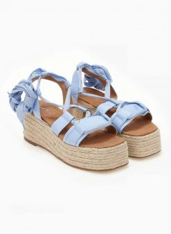 The Fashion Project Flatforms Lace Up με σχοίνινη σόλα - Γαλάζιο -Κατάστημα TheFashionProject flatforms lace up me sxoinini sola 101465 hrcx