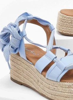 The Fashion Project Flatforms Lace Up με σχοίνινη σόλα - Γαλάζιο -Κατάστημα TheFashionProject flatforms lace up me sxoinini sola 101465 oo8s