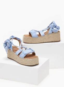 The Fashion Project Flatforms Lace Up με σχοίνινη σόλα - Γαλάζιο -Κατάστημα TheFashionProject flatforms lace up me sxoinini sola 101465 unnu