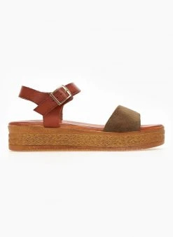 Flatforms με καστόρινη φάσα Tfp - Λαδί -Κατάστημα TheFashionProject flatforms tfp me kastorini fasa 102009 paxo