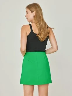 Noobass Φούστα μίνι σε άλφα γραμμή - Πράσινο -Κατάστημα TheFashionProject fousta basic se alfa grammi 105008 nx45