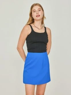 Noobass Φούστα μίνι σε άλφα γραμμή - Μπλε -Κατάστημα TheFashionProject fousta basic se alfa grammi 105010 l1cv