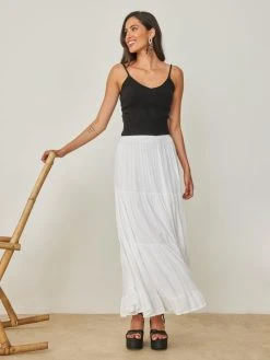 The Fashion Project Φούστα μάξι με βολάν - Λευκό -Κατάστημα TheFashionProject fousta makria me volan 103175 pfzh