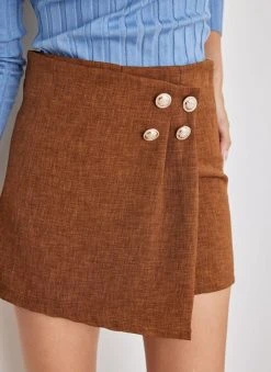 The Fashion Project Φούστα σορτς μίνι με κουμπιά - Ταμπά -Κατάστημα TheFashionProject fousta mini me koumpia 108067 oe1x