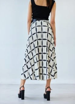 The Fashion Project Φούστα μίντι πλισέ με Print - Μπεζ -Κατάστημα TheFashionProject fousta minti plise me print 111925 ul13