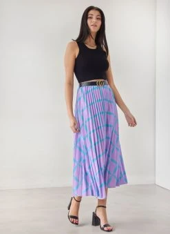 The Fashion Project Φούστα μίντι πλισέ με Print - Λιλά -Κατάστημα TheFashionProject fousta minti plise me print 111926 our6