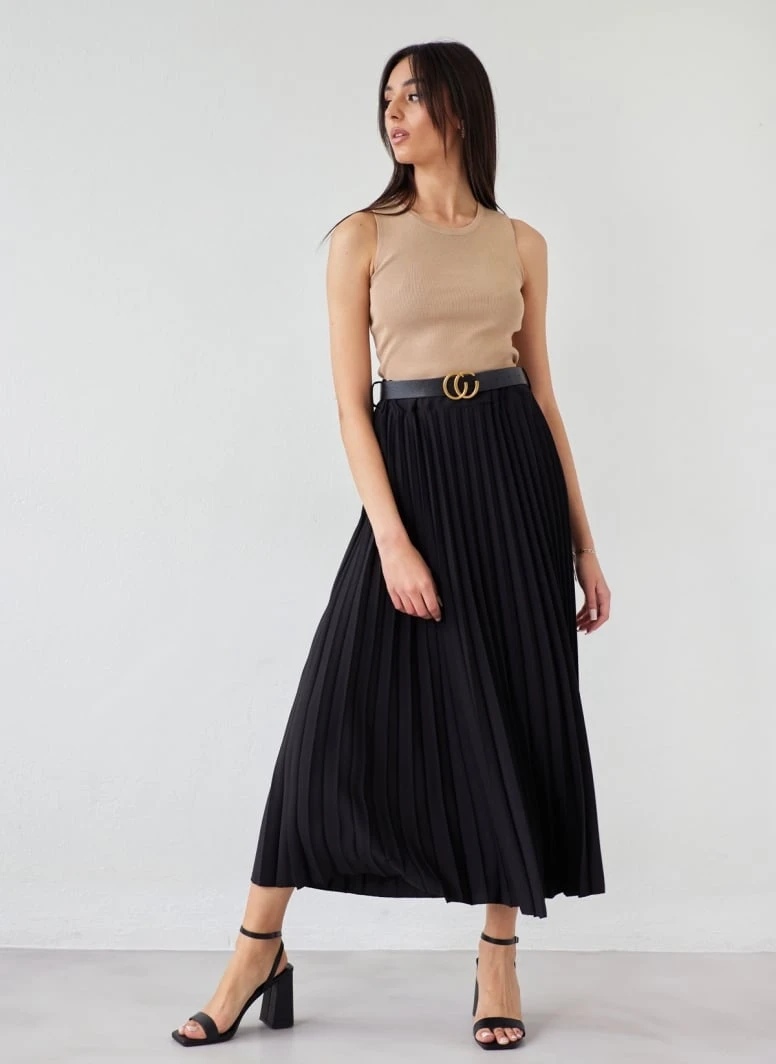 The Fashion Project Φούστα μίντι πλισέ με ζώνη - Μαύρο 3 The Fashion Project Φούστα μίντι πλισέ με ζώνη - Μαύρο