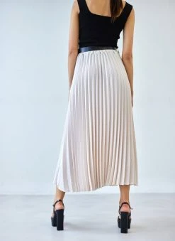 The Fashion Project Φούστα μίντι πλισέ με ζώνη - Μπεζ -Κατάστημα TheFashionProject fousta minti plise me zwni 111807 ks5w