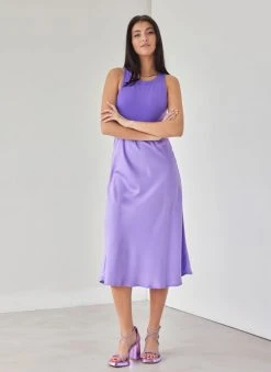 The Fashion Project Φούστα μίντι σατέν - Μωβ ανοιχτό -Κατάστημα TheFashionProject fousta minti saten 112448 fzrk