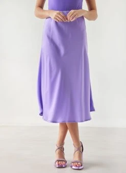 The Fashion Project Φούστα μίντι σατέν - Μωβ ανοιχτό -Κατάστημα TheFashionProject fousta minti saten 112448 lubi