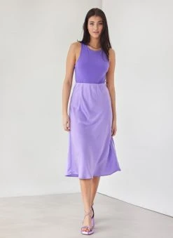 The Fashion Project Φούστα μίντι σατέν - Μωβ ανοιχτό -Κατάστημα TheFashionProject fousta minti saten 112448 o15t