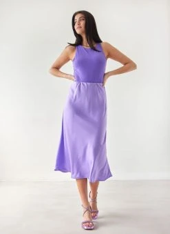 The Fashion Project Φούστα μίντι σατέν - Μωβ ανοιχτό -Κατάστημα TheFashionProject fousta minti saten 112448 zhbv