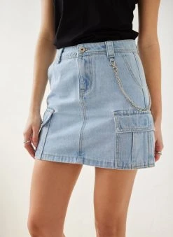 The Fashion Project Φούστα μίνι τζιν με τσέπες - Μπλε ανοιχτό -Κατάστημα TheFashionProject fousta tzin mini me tsepes 111841 459t