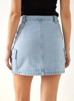 The Fashion Project Φούστα μίνι τζιν με τσέπες - Μπλε ανοιχτό -Κατάστημα TheFashionProject fousta tzin mini me tsepes 111841 gfag