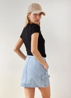 The Fashion Project Φούστα μίνι τζιν με τσέπες - Μπλε ανοιχτό -Κατάστημα TheFashionProject fousta tzin mini me tsepes 111841 t0k8