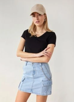 The Fashion Project Φούστα μίνι τζιν με τσέπες - Μπλε ανοιχτό -Κατάστημα TheFashionProject fousta tzin mini me tsepes 111841 ypgc