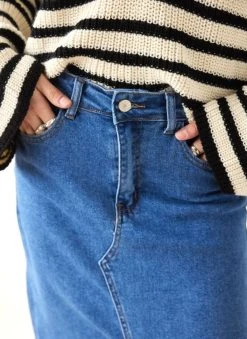 The Fashion Project Φούστα μίντι τζιν Pencil με άνοιγμα - Μπλε Jean -Κατάστημα TheFashionProject fousta tzin pencil me anoigma 111646 hr5v