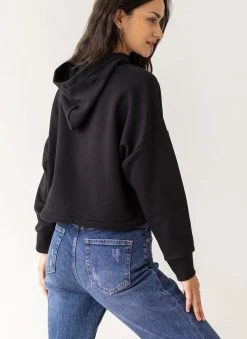 Noobass Φούτερ Cropped με κουκούλα - Μαύρο -Κατάστημα TheFashionProject fouter cropped me koukoula 106926 42l6