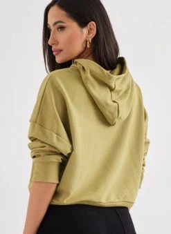 Noobass Φούτερ Cropped με κουκούλα - Λαχανί -Κατάστημα TheFashionProject fouter cropped me koukoula 106927 70d0