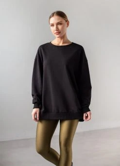 Noobass Φούτερ Oversized με ανοιχτή λαιμόκοψη - Μαύρο -Κατάστημα TheFashionProject fouter oversized me anoixti laimokopsi 106947 lihl