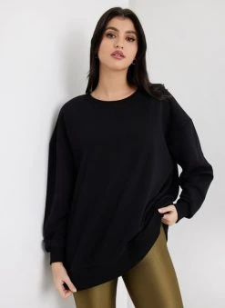 Noobass Φούτερ Oversized με ανοιχτή λαιμόκοψη - Μαύρο -Κατάστημα TheFashionProject fouter oversized me anoixti laimokopsi 106947 ltz4