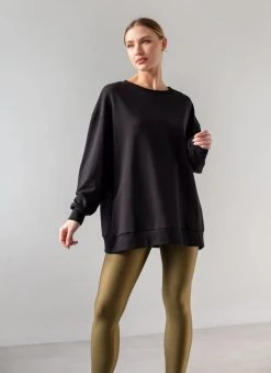 Noobass Φούτερ Oversized με ανοιχτή λαιμόκοψη - Μαύρο