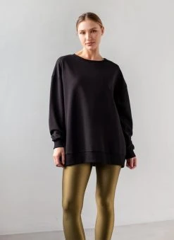 Noobass Φούτερ Oversized με ανοιχτή λαιμόκοψη - Μαύρο -Κατάστημα TheFashionProject fouter oversized me anoixti laimokopsi 106947 r1lc