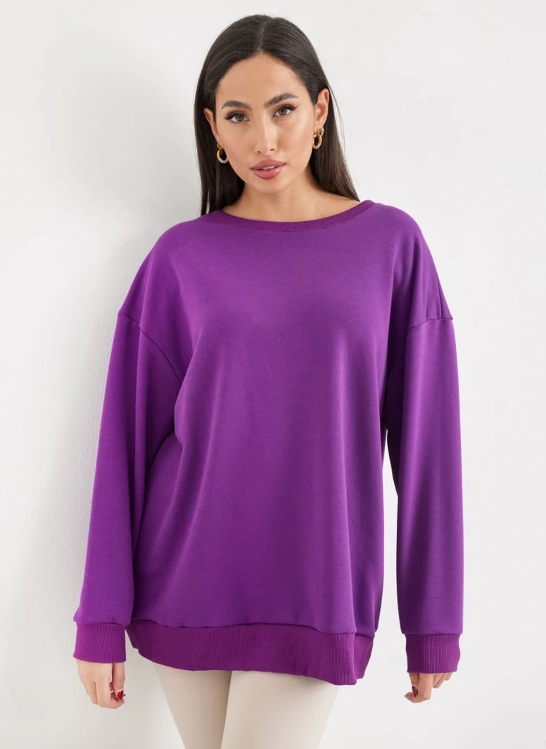 Noobass Φούτερ Oversized με ανοιχτή λαιμόκοψη - Μωβ 4 Noobass Φούτερ Oversized με ανοιχτή λαιμόκοψη - Μωβ - Image 2