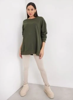 Noobass Φούτερ Oversized με ανοιχτή λαιμόκοψη - Χακί