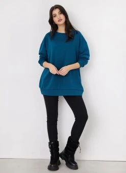 Noobass Φούτερ Oversized με ανοιχτή λαιμόκοψη - Petrol -Κατάστημα TheFashionProject fouter oversized me anoixti laimokopsi 109819 6fvo