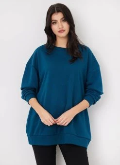 Noobass Φούτερ Oversized με ανοιχτή λαιμόκοψη - Petrol