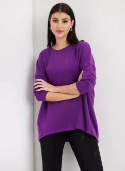 Noobass Φούτερ Oversized με ασύμμετρο τελείωμα - Μωβ -Κατάστημα TheFashionProject fouter oversized me asummetro teleiwma 109859 93cz
