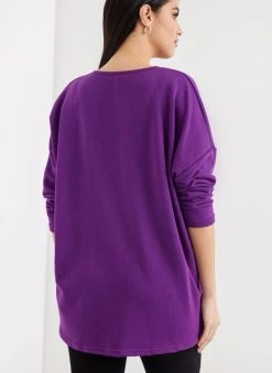 Noobass Φούτερ Oversized με ασύμμετρο τελείωμα - Μωβ -Κατάστημα TheFashionProject fouter oversized me asummetro teleiwma 109859 ky64