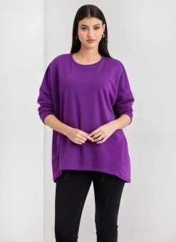 Noobass Φούτερ Oversized με ασύμμετρο τελείωμα - Μωβ -Κατάστημα TheFashionProject fouter oversized me asummetro teleiwma 109859 mb4e
