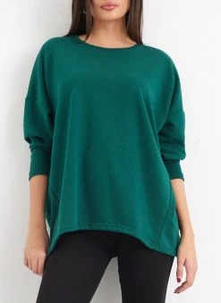 Noobass Φούτερ Oversized με ασύμμετρο τελείωμα - Κυπαρισσί