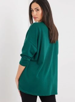 Noobass Φούτερ Oversized με ασύμμετρο τελείωμα - Κυπαρισσί -Κατάστημα TheFashionProject fouter oversized me asummetro teleiwma 109860 hes4