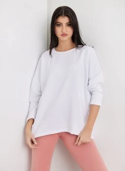 Noobass Φούτερ Oversized με ασύμμετρο τελείωμα - Λευκό