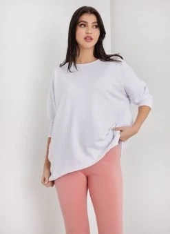 Noobass Φούτερ Oversized με ασύμμετρο τελείωμα - Λευκό -Κατάστημα TheFashionProject fouter oversized me asummetro teleiwma 109861 t14s