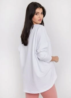 Noobass Φούτερ Oversized με ασύμμετρο τελείωμα - Λευκό -Κατάστημα TheFashionProject fouter oversized me asummetro teleiwma 109861 ty7o