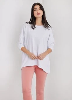 Noobass Φούτερ Oversized με ασύμμετρο τελείωμα - Λευκό -Κατάστημα TheFashionProject fouter oversized me asummetro teleiwma 109861 u1k6