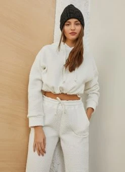 NAIBA Φούτερ καπιτονέ με κουκούλα 68-229E - Λευκό