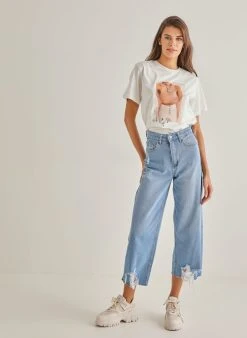 The Fashion Project T-shirt με στάμπα και πέτρες - Λευκό -Κατάστημα TheFashionProject kontomaniki mplouza me petres 90004 b1nn