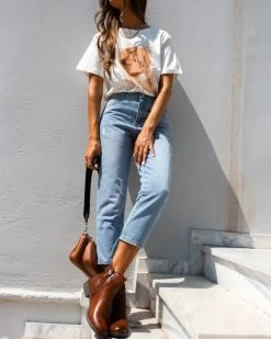 The Fashion Project T-shirt με στάμπα και πέτρες - Λευκό -Κατάστημα TheFashionProject kontomaniki mplouza me petres 90004 fvv5