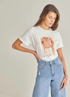 The Fashion Project T-shirt με στάμπα και πέτρες - Λευκό -Κατάστημα TheFashionProject kontomaniki mplouza me petres 90004 gvao