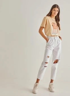 The Fashion Project T-shirt με στάμπα και πέτρες - Μπεζ -Κατάστημα TheFashionProject kontomaniki mplouza me petres 90005 1otr