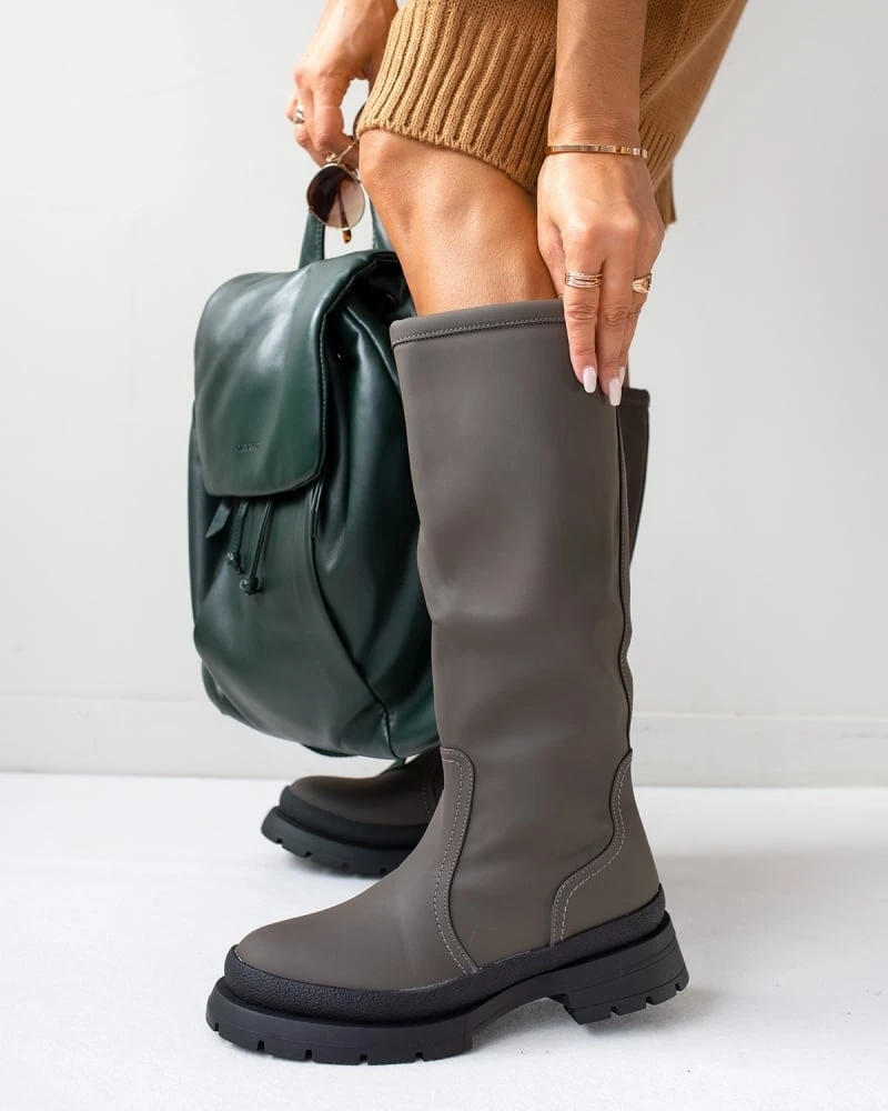 The Fashion Project Μπότες Chunky σε ματ χρώματα - Λαδί 3 The Fashion Project Μπότες Chunky σε ματ χρώματα - Λαδί